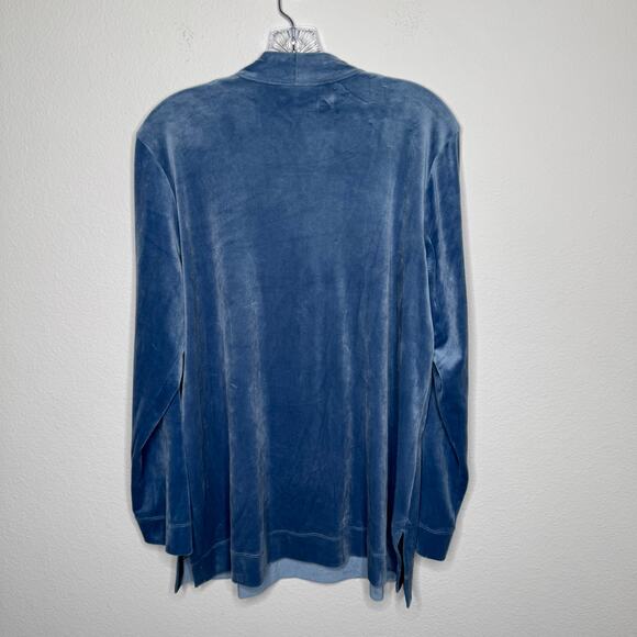 Pure Jill Velvet Tunic‎ Top Women’s Large Blue Long Sleeve Soft Stretch Relaxed - Picture 2 of 6